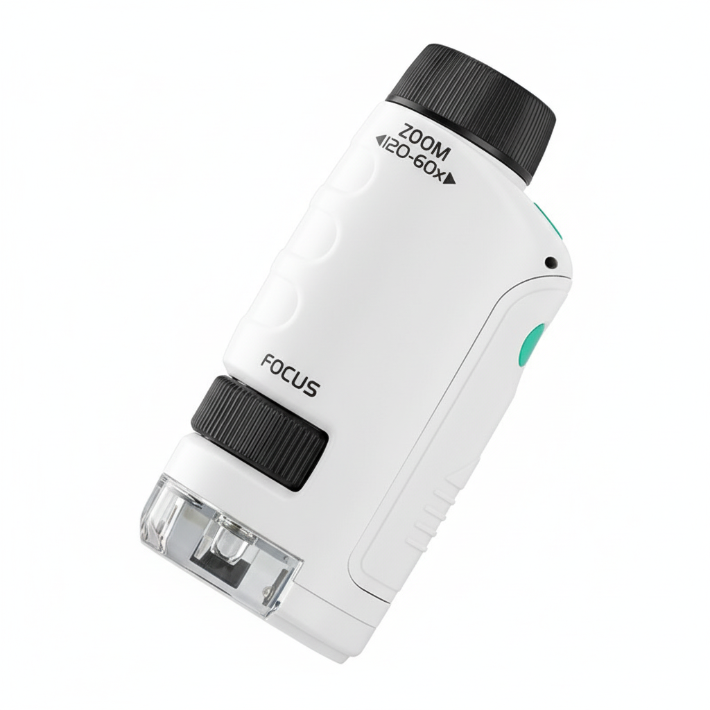 Pocket Microscope Kids Science Toy Kit 60-120x Educational Mini Handheld Microscope with LED Light Outdoor Children Stem Toy